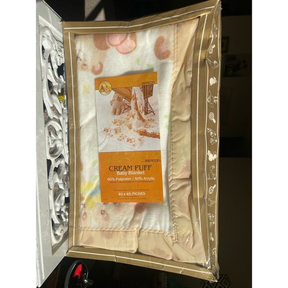New old Stock Beacon Baby Blanket Cream Puff Downy Dream Brown Bears Satin Trim - Picture 15 of 15